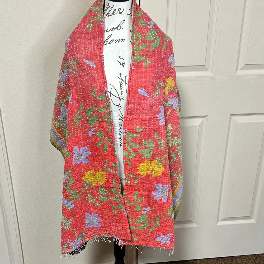 Colorful Reversible Kantha Scarf